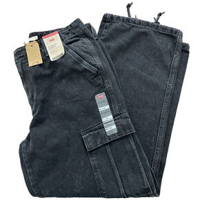 Levi's Women's Mid-Rise 94's Baggy Straight Leg Cargo Jeans 30x30 New Black